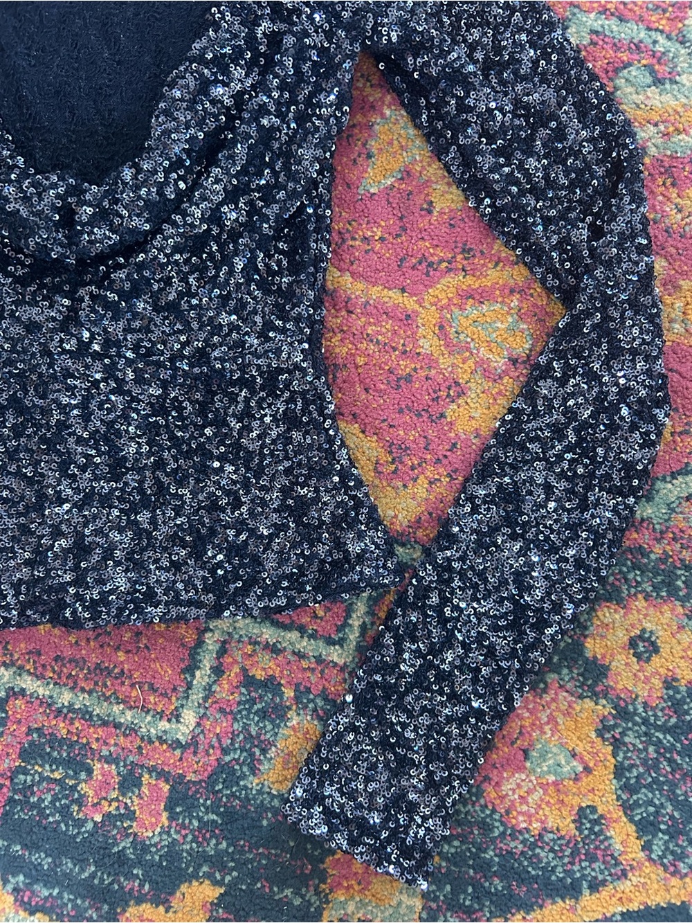 Free People | Women's Navy Blue Leading The Way Sequin Long-Sleeve Top Size XS - Picture 14 of 16
